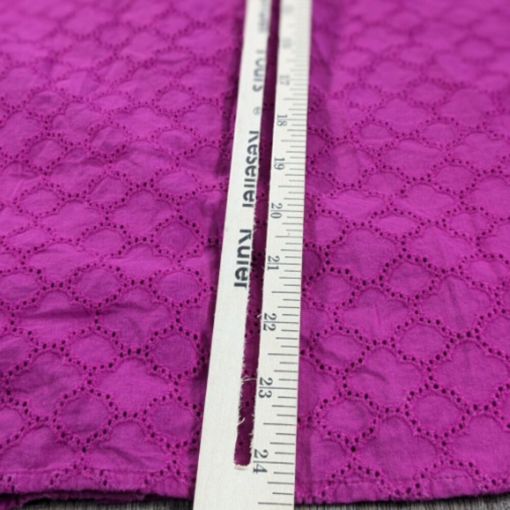 Talbots Top Womens Small Fuchsia Eyelet Button Up Long Sleeve Cotton Breathable - Picture 8 of 9